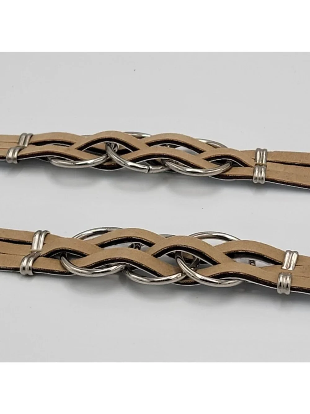 VTG Leather Western/Boho Belt With Silver Ornate Concho Buckle & Braided Details